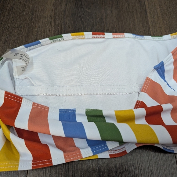 S white / rainbow striped tube bikini top - Picture 3 of 4